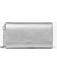 Michael Kors - Pochette Mona grande in pelle Saffiano metallizzata - Lyst