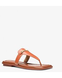 Michael Kors - Mk Lena Leather T-Strap Sandal - Lyst