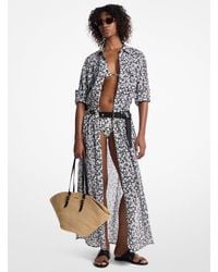 MICHAEL Michael Kors - Mk Robe Chemise En Linon De Coton À Imprimé Floral - Lyst