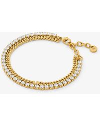 Michael Kors - Bracelet tennis à chaîne double en laiton plaqué en métal précieux - Lyst