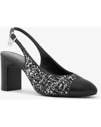 Michael Kors - Michael Kors Piper Flex Metallic Tweed And Leather Slingback Pump - Lyst