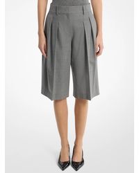 Michael Kors - Pleated Wool Blend Trouser Shorts - Lyst