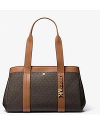 MICHAEL Michael Kors - Romee Large Signature Logo And Leather Tote Bag - Lyst