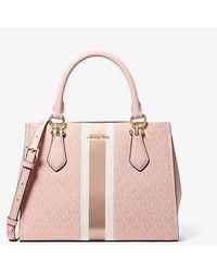 Michael Kors - Marilyn Medium Signature Logo Stripe Satchel - Lyst