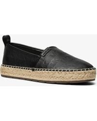 Michael Kors - Mk Elias Logo Embossed Leather Espadrille - Lyst