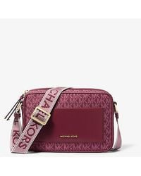 Michael Kors - Jet Set Large Signature Logo Print Woven Crossbody Bag - Lyst