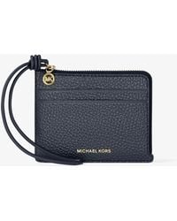 MICHAEL Michael Kors - Mk Jet Set Small Pebbled Leather Card Case Wristlet - Lyst