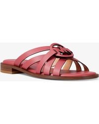 MICHAEL Michael Kors - Erika Leather Slide Sandal - Lyst