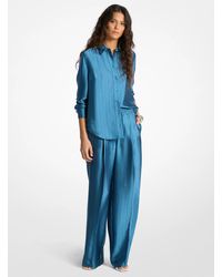 MICHAEL Michael Kors - Mk Mk2000 Logo Print Satin Shirt - Lyst