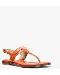 Michael Kors - Mk Mandy Leather T-Strap Sandal - Lyst