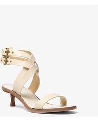 Michael Kors - Mk Irene Leather Kitten Heel Sandal - Lyst