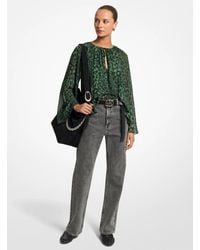 MICHAEL Michael Kors - Mk Leopard Print Georgette High-Low Blouse - Lyst