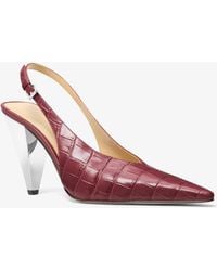 MICHAEL Michael Kors - Mk Electra Crocodile Embossed Leather Slingback Pump - Lyst