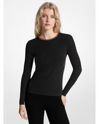 MICHAEL Michael Kors - Mksuéter De Mezcla De Viscosa Acanalada Con Motivo De Cadena - Lyst