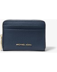 MICHAEL Michael Kors - Mk Jet Set Small Pebbled Leather Zip-Around Card Case - Lyst