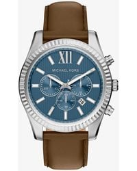 Michael Kors - Oversized Lexington-Tone And Leather Watch - Lyst