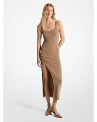 Michael Kors Stretch Wool Blend Camisole Dress in Natural | Lyst