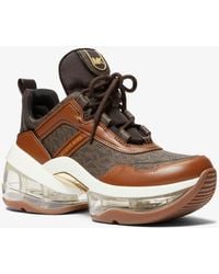 MICHAEL Michael Kors - Olympia Extreme Logo And Leather Trainer - Lyst