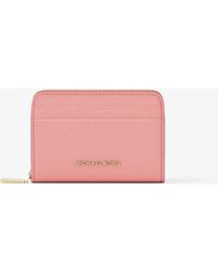 MICHAEL Michael Kors - Mk Jet Set Small Pebbled Leather Zip-Around Card Case - Lyst