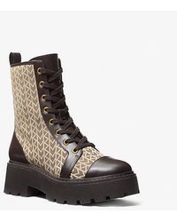 Michael Kors - Blake Mk2000 Logo Jacquard Combat Boot - Lyst