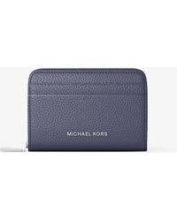 MICHAEL Michael Kors - Mk Jet Set Small Pebbled Leather Zip-Around Card Case - Lyst
