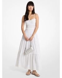 MICHAEL Michael Kors - Mk Smocked Cotton Poplin Maxi Dress - Lyst