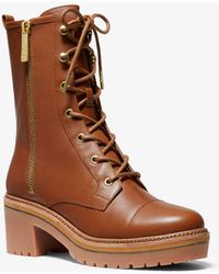 Michael Kors Ridley Leather Combat Boot in Brown | Lyst