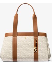 MICHAEL Michael Kors - Romee Large Signature Logo And Leather Tote Bag - Lyst
