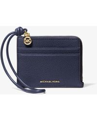 Michael Kors - Mk Jet Set Small Pebbled Leather Card Case Wristlet - Lyst