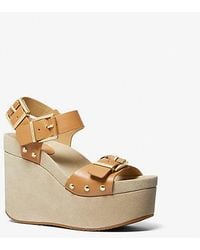 Michael Kors - Colby Leather Wedge Sandal - Lyst