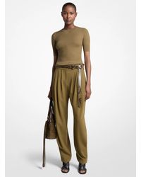 Michael Kors - Michael Kors Pleated Tissue Wool Crepe Barrel Trousers - Lyst
