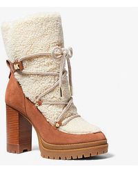MICHAEL Michael Kors - Mk Culver Sherpa And Nubuck Lace-Up Boot - Lyst