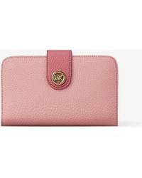 MICHAEL Michael Kors - Mk Pop Charm Medium Color-Block Pebbled Leather Logo Wallet - Lyst