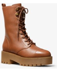 bryce leather and logo platform combat boot