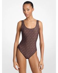 MICHAEL Michael Kors - Mk Reversible Logo Scoopneck Swimsuit - Lyst