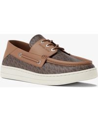 Michael Kors - Mk Aiden Signature Logo And Leather Boat Shoe - Lyst