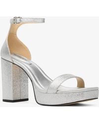 MICHAEL Michael Kors - Mk Merriam Glitter Embellished Leather Platform Sandal - Lyst