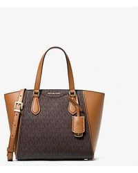 MICHAEL Michael Kors - Taryn Small Signature Logo And Leather Convertible Crossbody Bag - Lyst