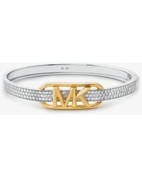 Michael Kors - Mk Precious Metal-Plated Sterling Pavé Empire Logo Bangle - Lyst