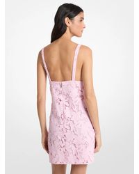 Michael Kors Floral Embroidered Hemp Mini Dress in White