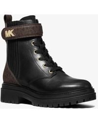 bryce leather and logo platform combat boot