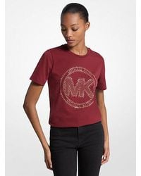 Michael Kors - Studded Logo Charm Organic Cotton Jersey T-Shirt - Lyst