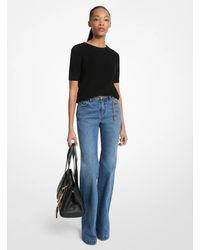 MICHAEL Michael Kors - Mk Stretch Cotton Belted Flared Jeans - Lyst