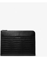 Michael Kors - Hudson Crocodile Embossed Leather Laptop Case - Lyst