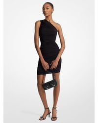 MICHAEL Michael Kors - Mkvestido De Punto Liso Mate Elástico Con Fruncido Y Hombro Descubierto - Lyst