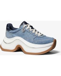 MICHAEL Michael Kors - Mk Arla Denim And Leather Trainer - Lyst