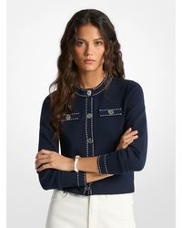 MICHAEL Michael Kors - Mk Contrast-Trim Stretch Knit Cardigan - Lyst