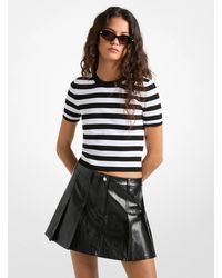 MICHAEL Michael Kors - Mk Striped Ribbed Stretch Knit Shirt - Lyst