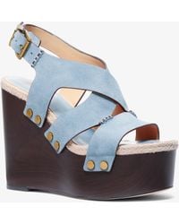 Michael Kors - Mk Raven Studded Suede Wedge Sandal - Lyst