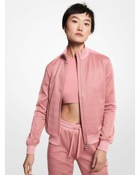 Michael Kors Synthetic Stretch Logo Jacquard Track Jacket in Pink 